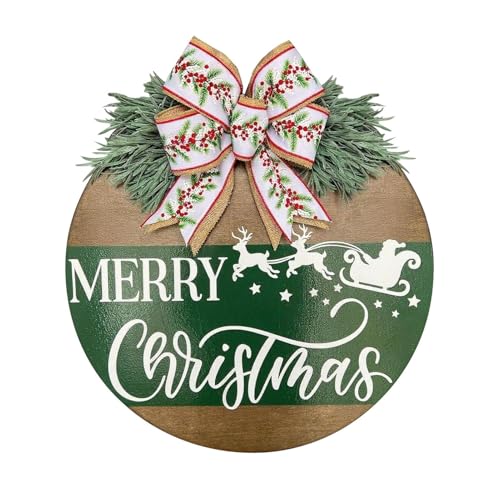 Nuyhadds Frohe Weihnachten Türdekoration | Türdekoration Für Hauseingang Schleife Und Rentermotiv,Rentier Deko Mit Schleife Und Kunstpflanze Für Wohnzimmer Winterfest Party Küche von Nuyhadds