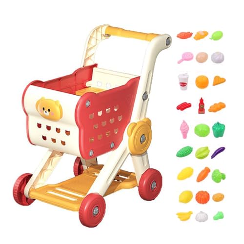 Nuyhadds Kinder Einkaufswagen Spielzeug | Stellen Sie Sich vor, Spielen Spielzeugeinkaufskorbset mit Food Accessoires - Interaktive Lebensmittelgeschäftsspiele für Kleinkindjungen Teenager Mädchen von Nuyhadds