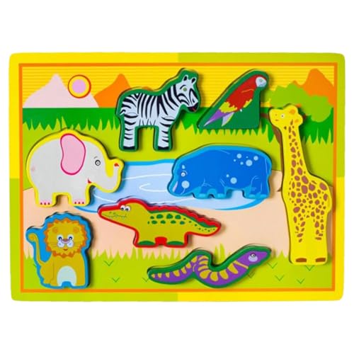 Nuyhadds Kinder-Holzpuzzle-Set,Tier-Holzpuzzle - Tier-Puzzle-Brett-Spielzeug-Set - Sicheres und harmloses handgefertigtes Spielzeugset für draußen, zu Hause, in der Schule, auf Reisen, beim Picknick Nuyhadds Kinder-Holzpuzzle-Set,Tier-Holzpuzzle - Tier-Puzzle-Brett-Spielzeug-Set - Sicheres und harmloses handgefertigtes Spielzeugset für draußen, zu Hause, in der Schule, auf Reisen, beim Picknick von Nuyhadds