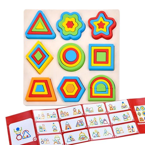 Formpuzzle - 29.8x29.8cm Rätsel Bildungsspiele für die Lernentwicklung, Vorschulbildung mit geometrischen Aktivitäten, für Kindergärten, hölzerne farbenfrohe Stücke von Nuyhgtr