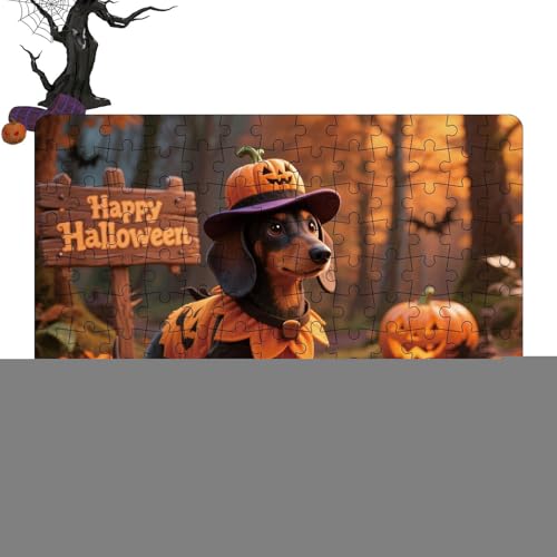 Halloween Puzzle, 130 Teile Puzzlespiel Für Kinder Mit Kürbis Und Tiermotiven, Lernspiel Für Kinder Erwachsene Spiel Familienabend von Nuyhgtr