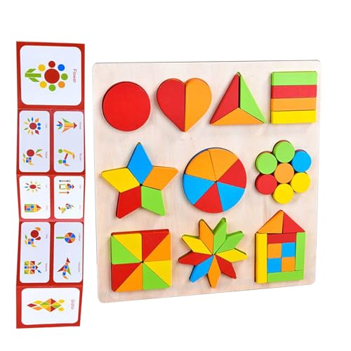 Muster -Puzzle - 11.73x11.73in Rätsel Bildungsspiele für die Lernentwicklung, Vorschulbildung mit geometrischen Aktivitäten, für Kindergärten, hölzerne farbenfrohe Stücke von Nuyhgtr