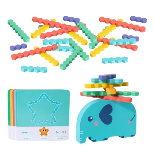 Nuyhgtr Balance Toys Stacking, Colorful Wooden Elephant Puzzle, Educational Learning Toy, Fun Stacking Challenge Games for Kids, Home, School and Travel 18x4.5x14.5cm von Nuyhgtr