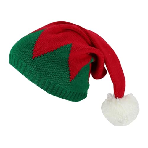 Nuyhgtr Strickmütze, Weihnachtsstrickmütze, elastische Weihnachtsmütze, bequeme Wintermütze, bunte Weihnachtsmütze, Urlaubsmütze, bunte elastische Strickmützen für Weihnachtsfeiern von Nuyhgtr
