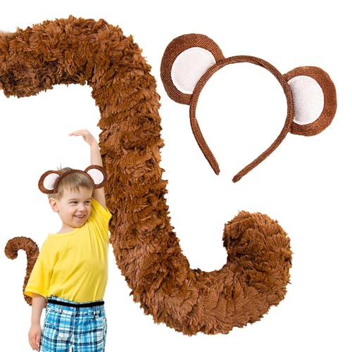 Nuyhgtr Zoo Monkey Costume, Monkey Costume for Adults, Monkey Costume for Theme Parties, Animal Costume Set with Ears and Tail, Monkey Costume Accessories, Dress-Up Monkey Ears and Tail, Monkey von Nuyhgtr
