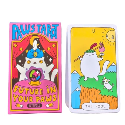 Tarotkarten, 78 Karten Oracle Deck, Paws Tarot Kingdom Eighty, detaillierte Bilder, Wahrsagungswerkzeuge, Spiel für Brettunterhaltung und Einblick, 7,2 x 10,3 cm von Nuyhgtr