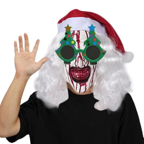 Terrifier-Clown-Maske, Terrifier-Maske für Erwachsene - Weihnachtsbrillen-Gesichtsbedeckungsset | Weihnachts-Horror-Requisite, Weihnachtskostüm-Requisiten, Kopfbedeckung, Kostüm-Requisiten, Zubehör fü Terrifier-Clown-Maske, Terrifier-Maske für Erwachsene - Weihnachtsbrillen-Gesichtsbedeckungsset | Weihnachts-Horror-Requisite, Weihnachtskostüm-Requisiten, Kopfbedeckung, Kostüm-Requisiten, Zubehör fü von Nuyhgtr
