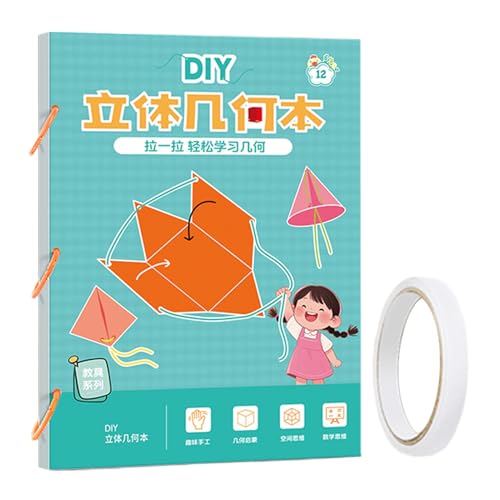 3D Geometrie Mathematik Lernbuch | Ziehfaden 3D Geometrische Formen Spielzeug Mathebuch,Flechtspiel Mit Schnur Für Jugendliche Mädchen Anfänger Homeschool Kindergarten Reise von Nuytghr