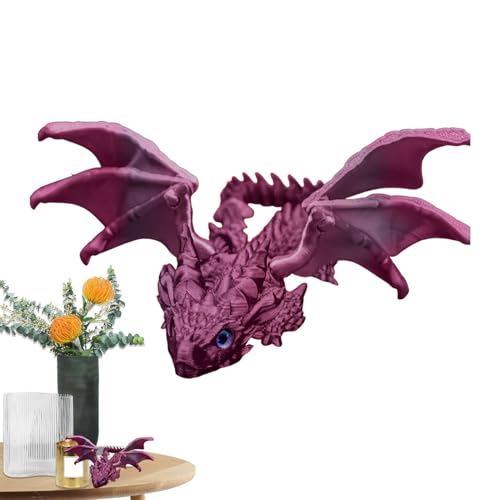 3D Printed Articulated Dragon Toy, Creative Movable Model with Flexible Joints, Unique Decor for Home and Office, Red Gold, Black Red, Black, Blue Silver von Nuytghr