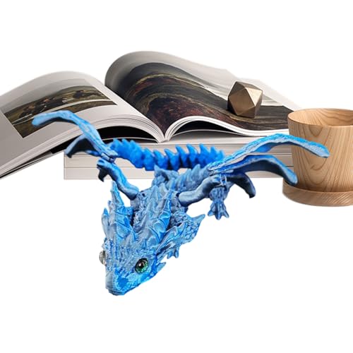 3D Printed Articulated Dragon Toy, Creative Movable Model with Flexible Joints, Unique Decor for Home and Office, Red Gold, Black Red, Black, Blue Silver von Nuytghr