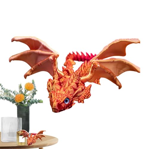 3D Printed Articulated Dragon Toy, Creative Movable Model with Flexible Joints, Unique Decor for Home and Office, Red Gold, Black Red, Black, Blue Silver von Nuytghr