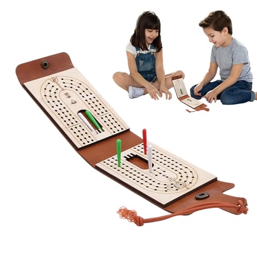 Cribbage Board Game Set, PU Leather Folding Cribbage, Classic Card Peg Game with Built-in Storage, Compact Tabletop Entertainment for Family Adults Kids, Indoor Night Use von Nuytghr