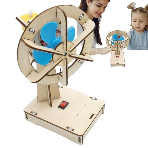 Kids Experiment Toy, Oscillating Fan Making Kit, 3.74x2.95x6.69 Inches Wooden Circuit Learning Activity, Logical Thinking Development for Boys, Girls, Home, School, Preschool Play von Nuytghr
