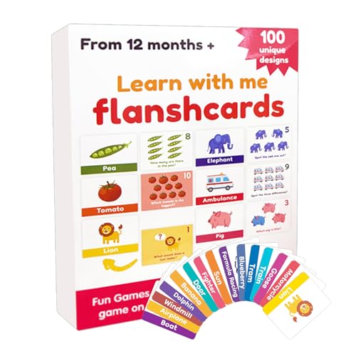 Number Flash Cards, Vocabulary Game Cards, Early Learning Set 5.31x3.94x1.57 inches, Sturdy Double-Sided (100 Pieces) for Classroom Preschool Home Education von Nuytghr