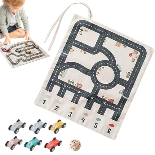 Nuytghr Canvas Car Toy Set, Wooden Race Automobile Plaything with Canvas Play Mat, Educational Vehicle Set, Fine Motor Skills Game, Logical Learning for Party Favors, Interactive Fun von Nuytghr