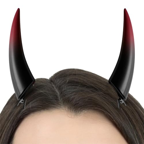 Nuytghr Clip auf Teufelshörner | Halloween Cosplay Kostüm Kopfbedeckung Zubehör - Frauen Dämon Vampir Kopfbedeckung Halloween Teufel Haarspangen Hörner Kostüm von Nuytghr