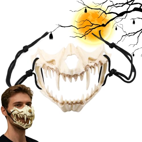 Nuytghr Halbgesicht Totenkopf Maskerade - Gruselige Halb Schädel Maske Cosplay Kostüm | Cosplay Zubehör für Rollenspiel Party Verkleidung Feier,Für Karneval Feiern und Veranstaltungen von Nuytghr