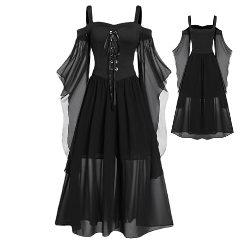 Nuytghr Hexenkleid, Renaissance- , schulterfreie Outfits mit Schmetterlingsärmeln, für Familientreffen, Festival, Feier, Urlaub, Party, Cosplay, Theater, Aufführung, Bühnenshow von Nuytghr