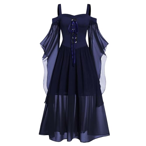 Nuytghr Hexenkostüm – Mittelalterliches – Schmetterlingsärmel schulterfreie Outfits für Familientreffen, Festival, Feier, Urlaub, Party, Cosplay, Theater, Aufführung, Bühnenshow von Nuytghr