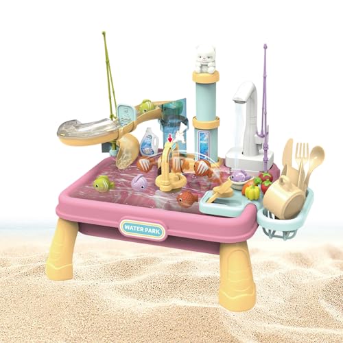 Nuytghr Kindersand-Wassertisch - Kindersandkasten mit Wasserspiel - Eltern Kind Interaktions Lernspiel Mit Zubehör Für Sommer Draußen Pool Garten von Nuytghr