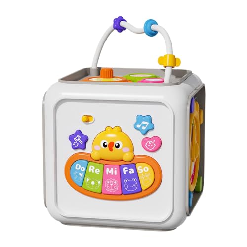 Nuytghr Lernwürfel für Babys, Aktivitätswürfel, sensorisches Spielzeug, Montessori-Aktivitätswürfel, Kinderspielzeug, 6-in-1-Lernwürfel, pädagogisches sensorisches Spielzeug für Kinder von 1–3, von Nuytghr