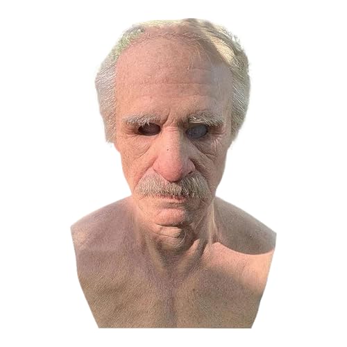 Nuytghr Realistische Menschliche Gesichtsmaske,Gesichtsmaske Mensch | Verkleidungszubehör Mit Weißen Haaren Und Bart Für Feste Cosplay Bühnenauftritte Familienfeiern Theaterdarbietungen von Nuytghr