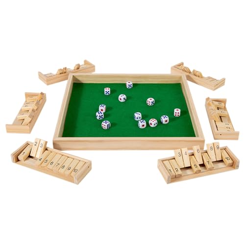 Shut The Box Game Wooden, Tabletop Gathering Dice Toy 11.81x11.81x1.02 inches, Interactive Board Game, Portable Family Entertainment, Team Building Fun, Night Camping Coffee Table von Nuytghr
