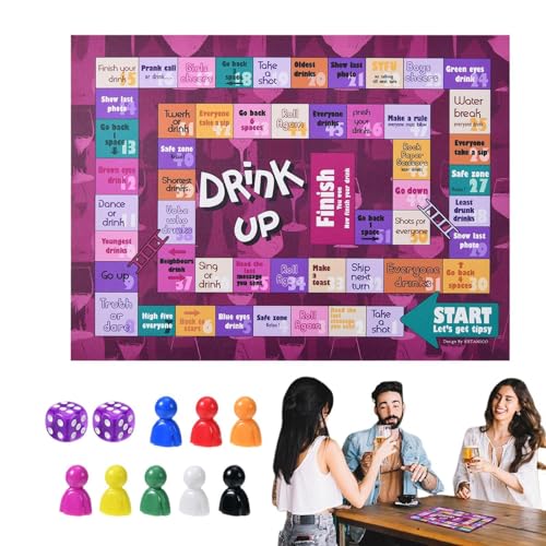 Trinkbrettspiel, Erwachsenen-Trinkspiel, 2 Würfel, Trinkspiel für Paare, interaktives Brettspiel, interaktives Schachspiel für Erwachsene, interaktives Schachspiel, 38 x 28 cm Trinkbrettspiel, Erwachsenen-Trinkspiel, 2 Würfel, Trinkspiel für Paare, interaktives Brettspiel, interaktives Schachspiel für Erwachsene, interaktives Schachspiel, 38 x 28 cm von Nuytghr