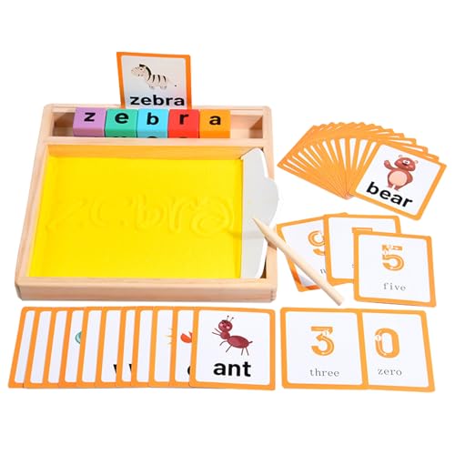 Wooden Sand Tray, Letter Tracing Board, Educational Writing Box, Smooth Finish, 22.5x2.1x2.4cm, Includes Pen Tool, for Early Learning, Practice von Nuytghr