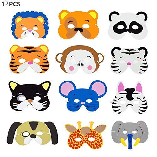 Nv Wang Kinder Tiermasken,Schaumstoff Masken Tiermasken Set Verwendet Für Partybeutelfüllungen, Bühnenperformance-Party-Feiermasken von Nv Wang