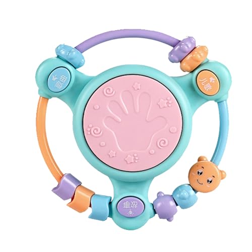 Nybhyjka Handtrommelinstrument, Handtrommelspielzeug | Perlenschütteltes -Percussion -Musikinstrument mit Licht,Früheres Lernen lernender Handgriff Spielzeug zum Geburtstag der Kinder von Nybhyjka