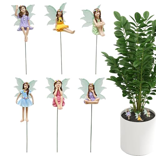 Nybhyjka Miniatur-Feen-Figuren | 6 x kleine Kunstharz-Blumenfeen-Skulpturen, Outdoor-Feen-Statuen für Rasen, Balkone, Dekoration für Geburtstage, Feiertage Nybhyjka Miniatur-Feen-Figuren | 6 x kleine Kunstharz-Blumenfeen-Skulpturen, Outdoor-Feen-Statuen für Rasen, Balkone, Dekoration für Geburtstage, Feiertage von Nybhyjka
