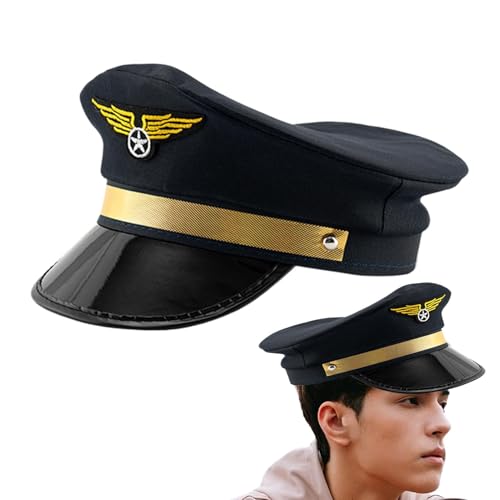Nybhyjka Pilot Kapitän Hüte für Männer Frauen Kappe Verstellbare Kapitän Hut Matrosen Marine Admiral Caps für Halloween Kostüm Zubehör Nybhyjka Pilot Kapitän Hüte für Männer Frauen Kappe Verstellbare Kapitän Hut Matrosen Marine Admiral Caps für Halloween Kostüm Zubehör von Nybhyjka