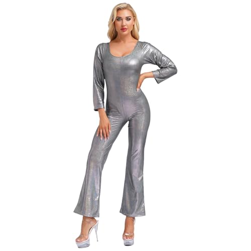 Nyeemya 70er Jahre Disco Kostüm Damen Overall Einteiler Jumpsuit Frauen Glänzende Metallic Tanzbody für Halloween Party Schwarz M Nyeemya 70er Jahre Disco Kostüm Damen Overall Einteiler Jumpsuit Frauen Glänzende Metallic Tanzbody für Halloween Party Schwarz M von Nyeemya
