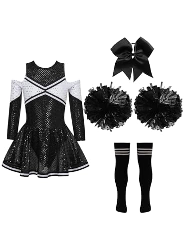 Nyeemya Mädchen Cheerleading Kostüm Schulmädchen Uniform Kleid Karneval Fasching Party Halloween Tanzoutfits Ein Schwarz-Weiß 170 von Nyeemya