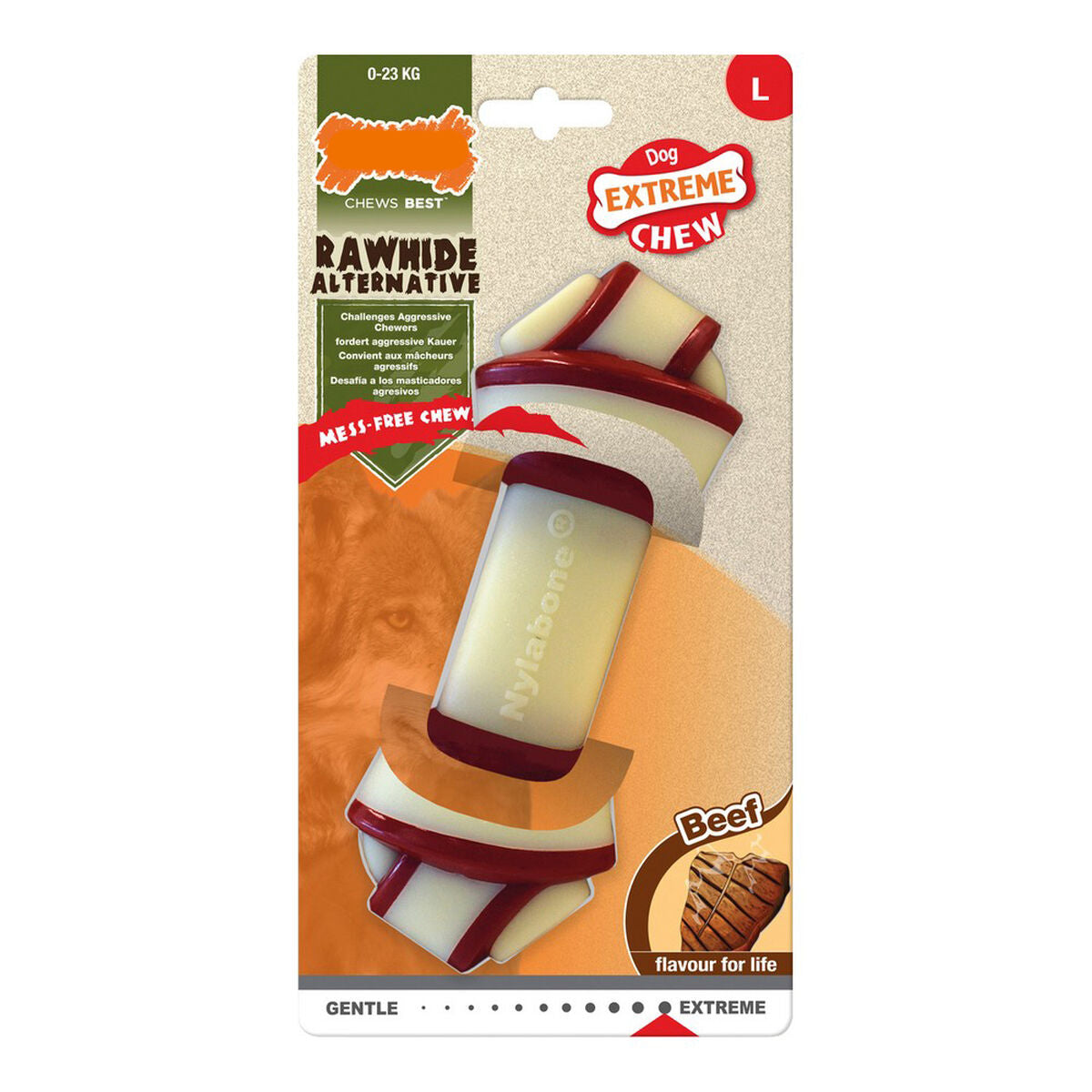 Beißring für Hunde Nylabone Rawhide Knoten L Rindfleisch Beißring für Hunde Nylabone Rawhide Knoten L Rindfleisch von Nylabone