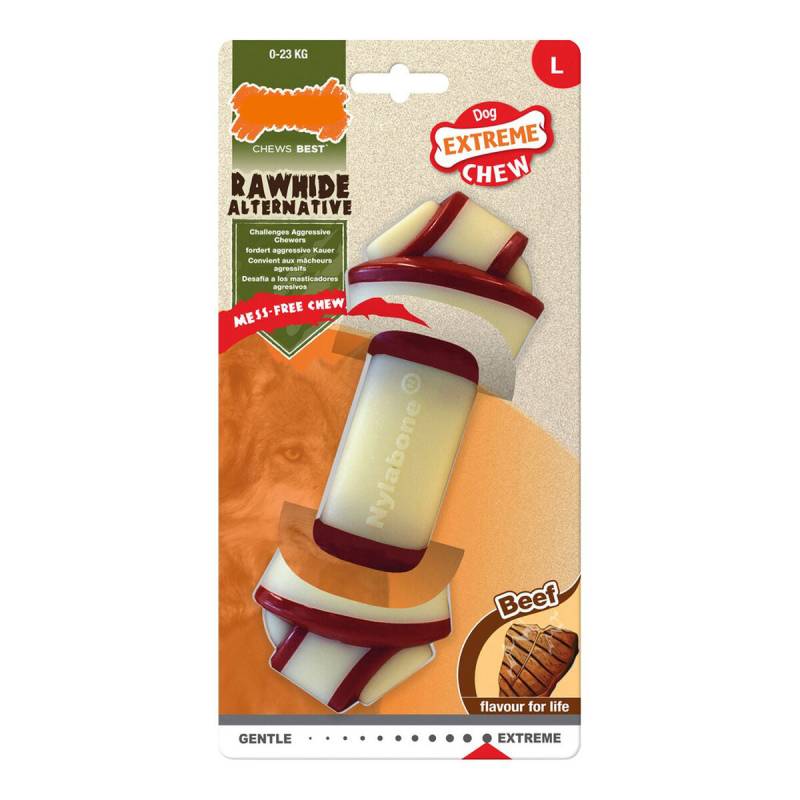 Beißring für Hunde Nylabone Rawhide Knoten L Rindfleisch von Nylabone