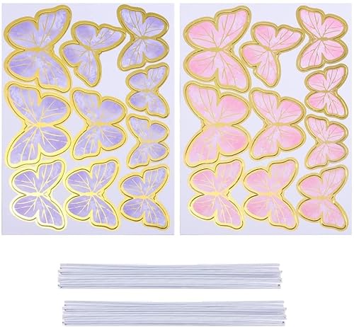 Nytlivet 11 Stück Schmetterlinge Torten Deko, Schmetterling Kuchen Cupcake Toppers, Dreidimensional Schmetterlinge Deko Geburtstag Mädchen Geburtstagsfeier Dekoration (Lila) von Nytlivet