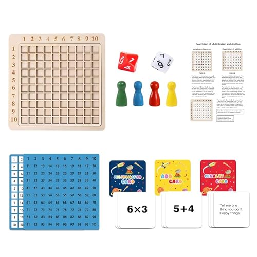 Nytlivet Wooden Multiplication Multiplication Board, Number Learning Game Tasks, Montessori Children's Counting Toy, 1-100 Math Number Games Toy, Learning and Educational Toy for Children von Nytlivet