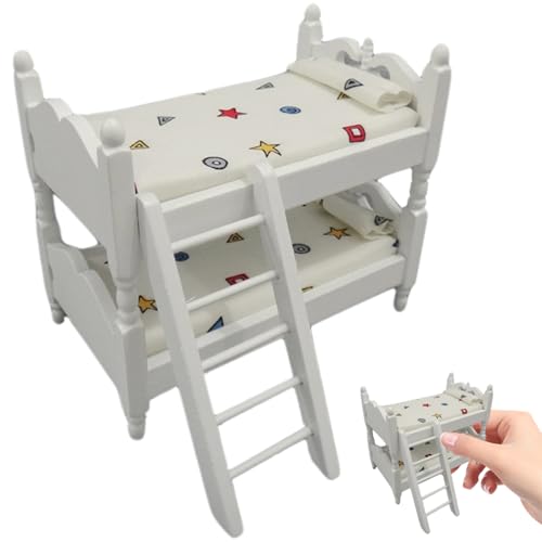 1/12 Maßstab Accessoires 5.4x3.2x4.7 '' Holz Mini Puppe Etagenbett exquisites realistisches Puppenhausbett mit Leiter für Dollhouse Schlafzimmer Kinderzimmer und Dekor -Stil 1 1/12 Maßstab Accessoires 5.4x3.2x4.7 '' Holz Mini Puppe Etagenbett exquisites realistisches Puppenhausbett mit Leiter für Dollhouse Schlafzimmer Kinderzimmer und Dekor -Stil 1 von Nyutcwe