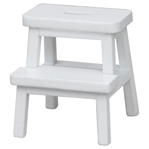 1 12 Skala Dollhouse Möbel, hölzernen Mini -Stuhl 1.7x1.6 Stiefhocker Miniaturmöbel Wohnzimmer Puppenhauszubehör, weiß von Nyutcwe