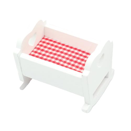 1 12 Skala Puppenhauszubehör Holzpuppe Crib 1 12 Skala Dollhouse Möbel 2.6x2x2.1 '' winziges Schlafliedbett stilvolle Accessoires für Schlafzimmerdekoration von Nyutcwe
