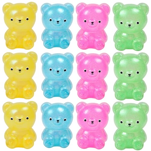 12-pcs-Squeeze-Spielzeug, bärenförmiger lebhafter belastbarer Stressspielzeug, 2, 8 x 2, x , 1 Zoll Dekompressionsspielzeug, wiederverwendbares Stressabbauspielzeug, für Kinder Mädchen Frauen Frauen von Nyutcwe