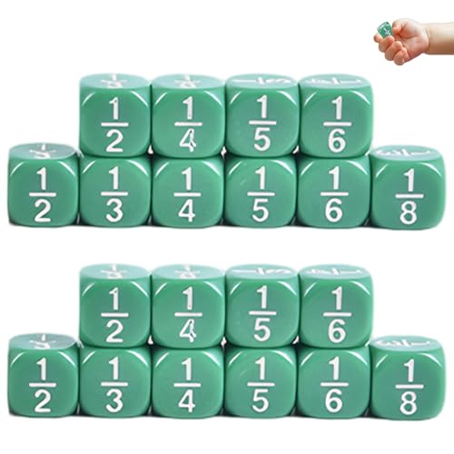 20pcs Fraction Dice Multi Faceted Math Dice Bildungsklasse Set Table Game Accessoires für Kinder Mathematikpraxis, Green von Nyutcwe