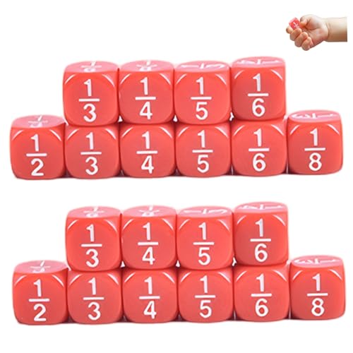 20pcs Fraction Dice Multi Faceted Math Dice Bildungsklasse Set Table Game Accessoires für Kinder Mathematikpraxis, rot von Nyutcwe