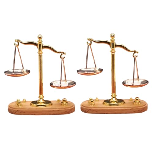 2pcs Balance -Skala für Kinder, 2x1.7x0.8 '' exquisites Miniaturlegierskala der Gerechtigkeit, Vintage -Gleichgewicht für Miniaturlandschaftsgestaltung, Puppenhaus und Autodekoration für Kinder von Nyutcwe