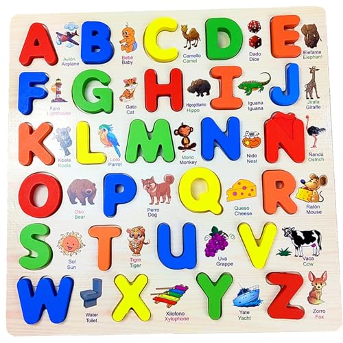 Alphabet -Puzzle -Set, 11.81x11.81inch Spanische Alphabet -Kleinkind -Rätsel Set, Holzname -Puzzle -Boards mit Bildern, Bildungs -ABC -Erkennungsblöcke für Jungen & Mädchen Alphabet -Puzzle -Set, 11.81x11.81inch Spanische Alphabet -Kleinkind -Rätsel Set, Holzname -Puzzle -Boards mit Bildern, Bildungs -ABC -Erkennungsblöcke für Jungen & Mädchen von Nyutcwe