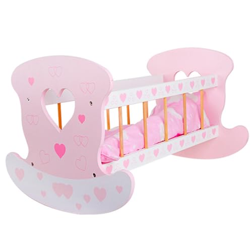 Babypuppenkrippe für 18 -Zoll -Puppen, Holzbabypuppenbett mit Pad, Decke und Kissen, niedliches rockiges Krippenspielzeug für Kinder im Alter von 3+ Geschenken Babypuppenkrippe für 18 -Zoll -Puppen, Holzbabypuppenbett mit Pad, Decke und Kissen, niedliches rockiges Krippenspielzeug für Kinder im Alter von 3+ Geschenken von Nyutcwe