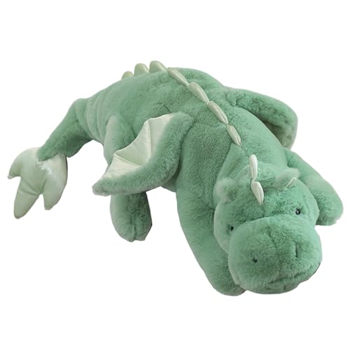 Dinosaurier gefülltes Tier 35 niedliche weiche kuschelige Dinosaurierplüsch mit Schwanz, Flügel & Flossen Baumwolle gefülltes Green Dragon Plüsch für die Schlafenszeit Begleiter, Wohndekorationen, We von Nyutcwe