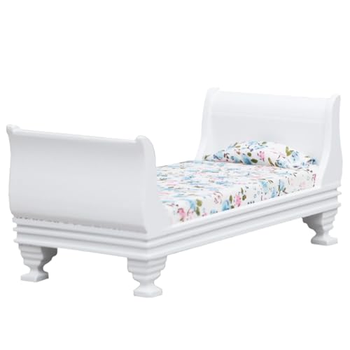 Dollhouse -Bett, Holzpuppenhausmöbel 1/12 Skala EIN Einzelpuppenbett 6x3x2, 8 DIY Miniatures Szene für Raumzubehör Puppe von Nyutcwe